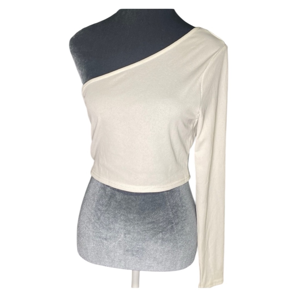 SHEIN One Shoulder White Long-sleeve Large